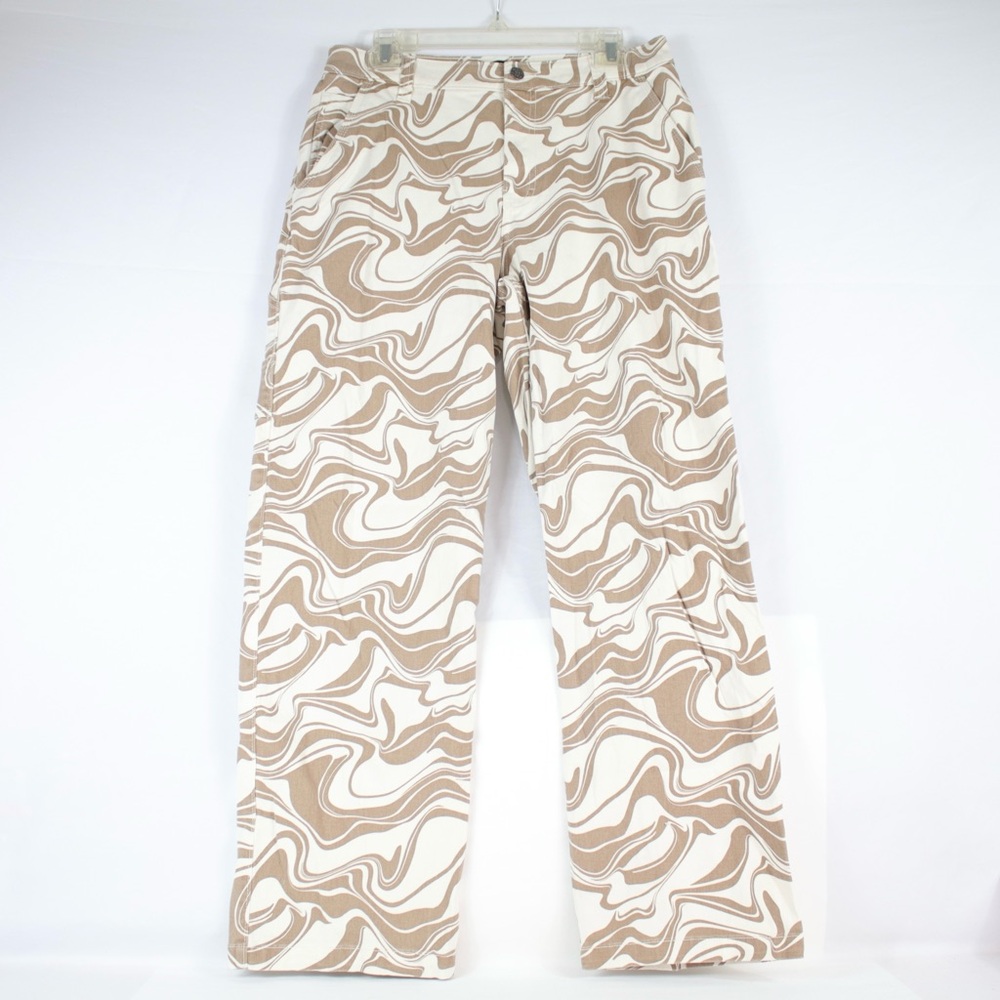 Hollister Funky Brown & White Design High-Rise Utility Dad Pants Womens Size‎ 11